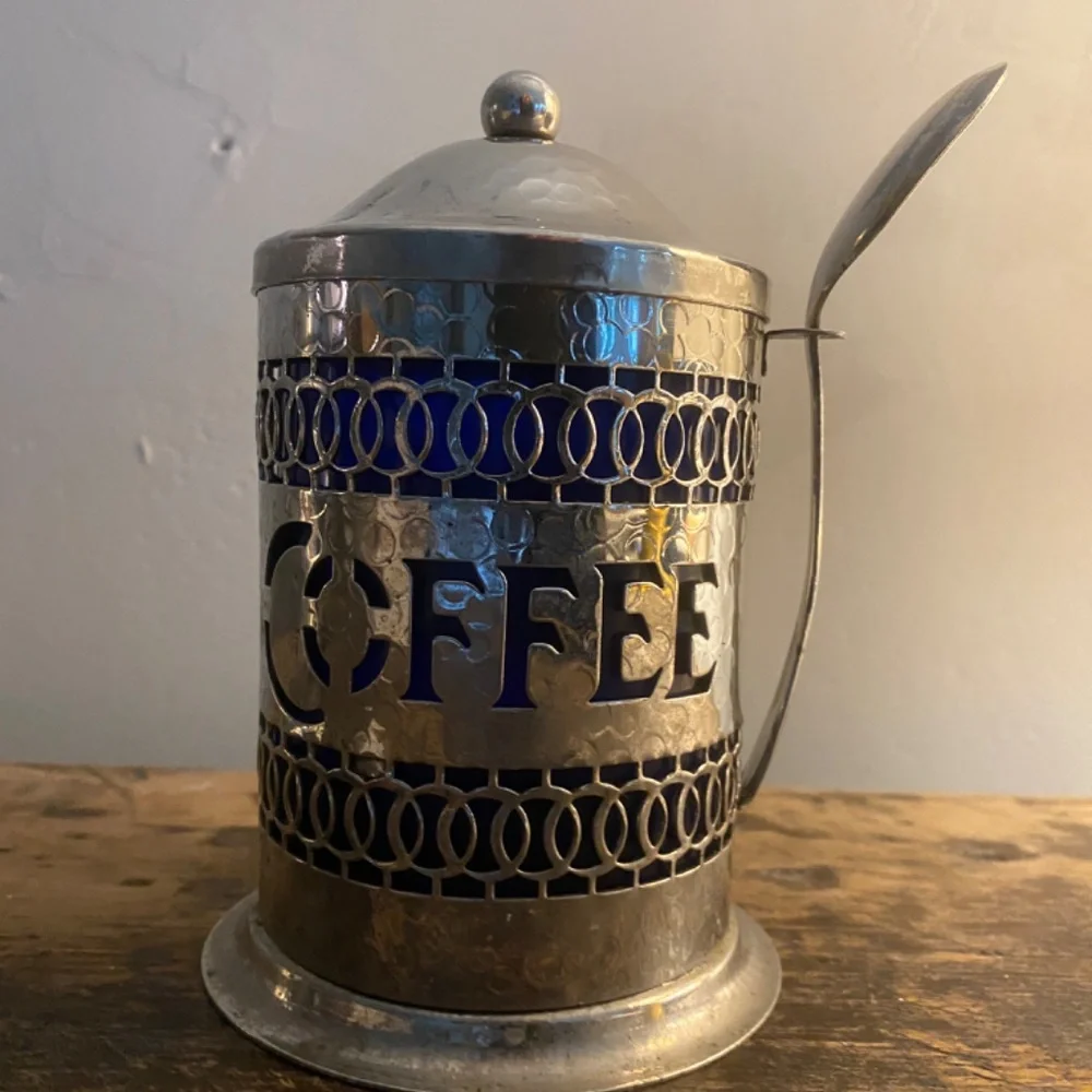 Vintage Gales of Sheffield Silverplated COFFEE Canister - Hammered Silver